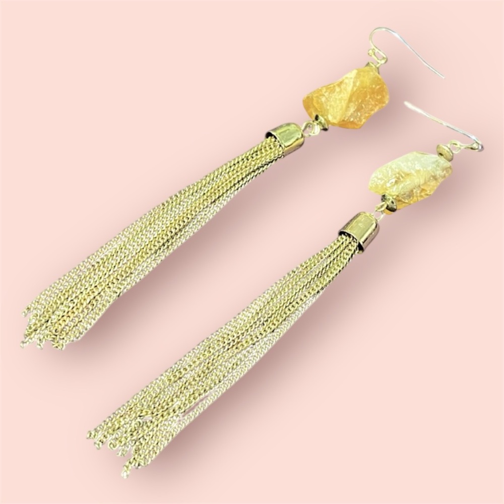 Citrine Gold Dangle‎ Earrings
